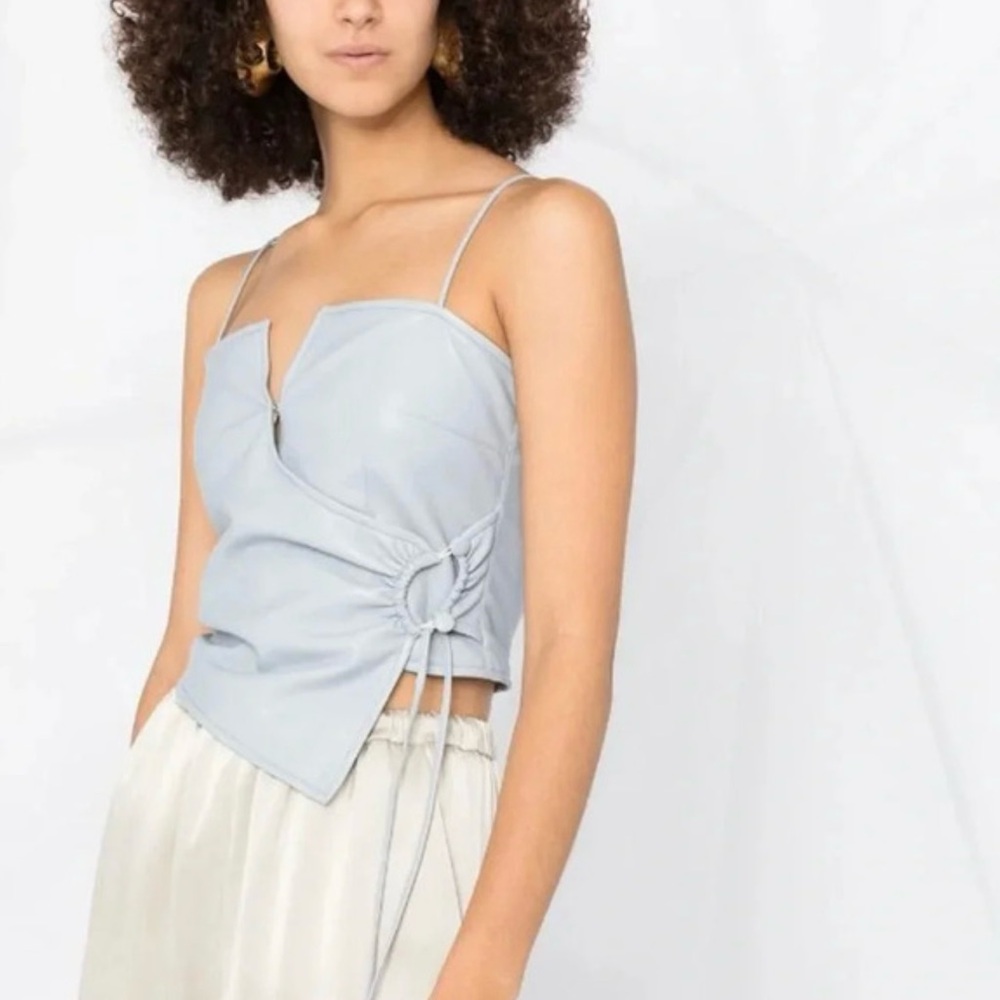 Nanushka Blue Vegan Leather Cosimo Camisole